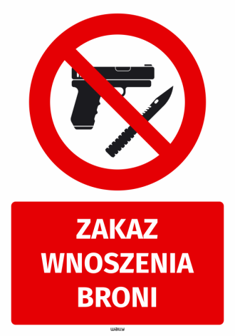 Prohibition sticker No weapons allowed