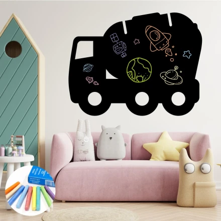 Chalkboard Sticker for Boys' Room, Concrete Mixer 414