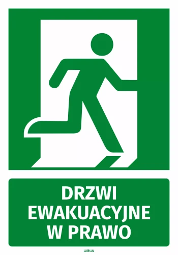 Information Sticker: Emergency Exit to the Right