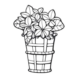 Basket And Flower Sticker 2050