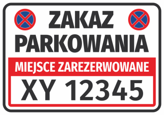 Information Sticker Reserved space, no parking, with a field for the vehicle registration number