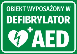 Information Sticker Facility Equipped With An Aed Defibrillator