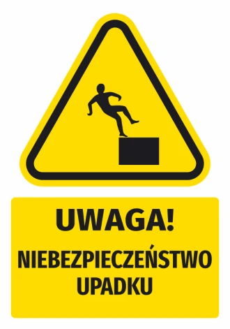 Warning Sign, Safety Information Sticker Attention! Danger Of Falling