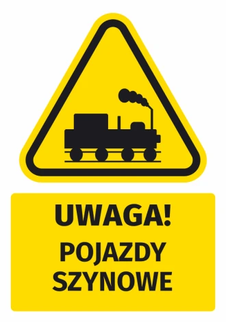 Warning Sign, Safety Information Sticker Attention! Rail Vehicles