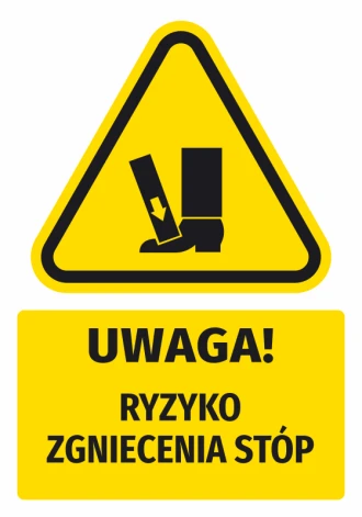 Warning Sign, Safety Information Sticker Attention! Risk Of Crushing Feet