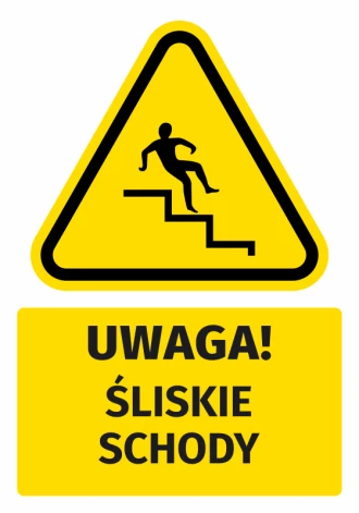 Warning Sign, Safety Information Sticker Attention! Slippery Stairs
