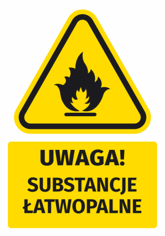 Warning Sign, Safety Information Sticker Attention! Flammable Substances