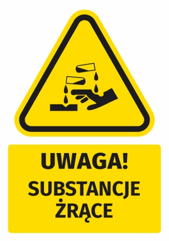 Warning Sign, Safety Information Sticker Attention! Corrosive Substances