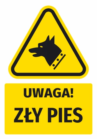 Warning Sign, Safety Information Sticker Attention! Beware Of Dog