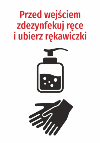Information Sticker Disinfect Your Hands And Wear Gloves Before Entering