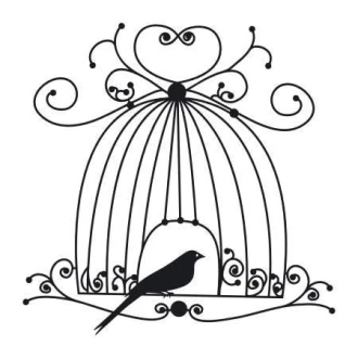 Birdie Sticker In Cage 2141