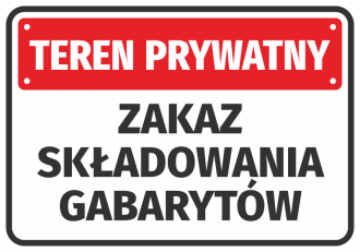 Information Sticker Private property It is forbidden to store dimensions