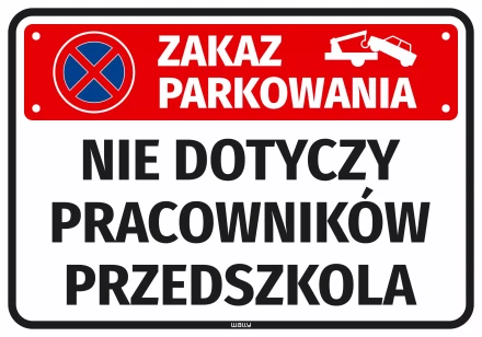Sticker: No Parking – Kindergarten Staff Excepted