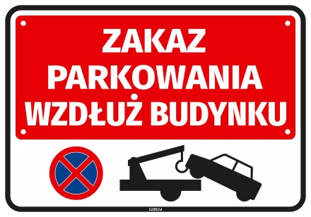 Sticker: No Parking Along the Building