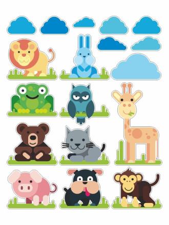 Wall stickers set of colourful animals 2385