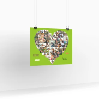 Photo collage poster in the shape of a heart 50x50 cm