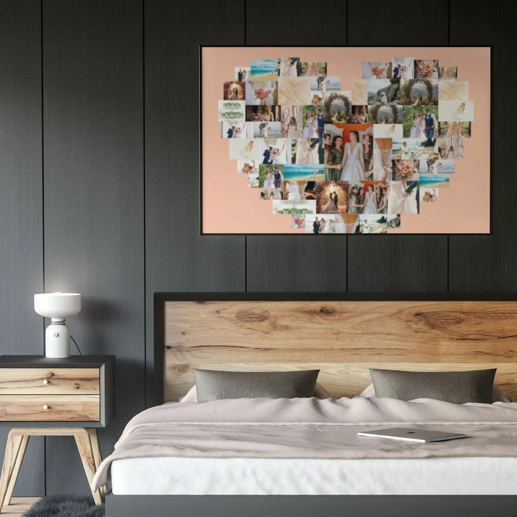 Photo collage poster in the shape of a heart 70x100 cm