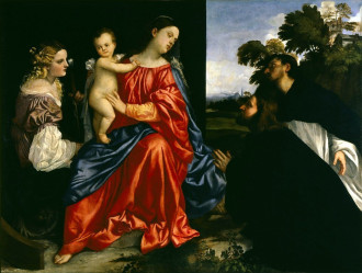 Reproduction Madonna And Child With Sts Catherine And Dominic And A Donor, Tycjan