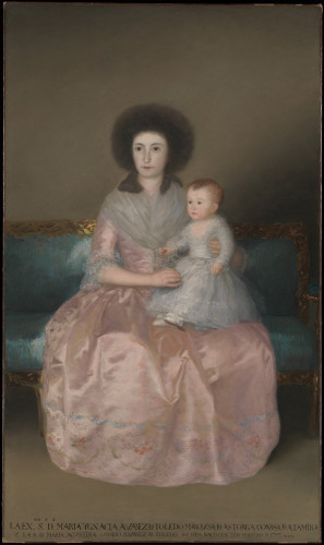 Reproduction Portrait Of Countess Of Altamira And Her Daughter, Maria Agustina, Francisco Goya
