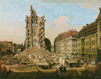 Reproduction The Ruins Of The Old Kreuzkirche, Canaletto, Bernardo Bellotto