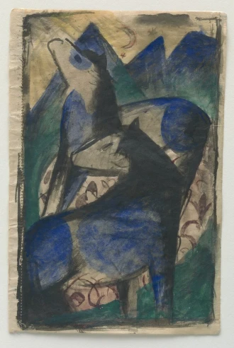 Reproduction Two Blue Horses, Franz Marc
