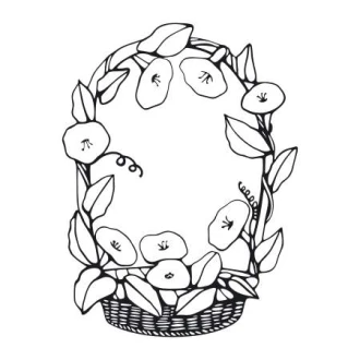 Painting Stencil Basket With Flowers 2048