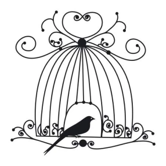 Painting Stencil For Bird In Cage 2141