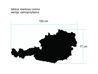 tablica kredowa czarna samoprzylepna wzór "mapa Austrii" w rozmiarze ~ 150x77cm