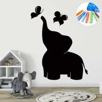 Chalkboard sticker for children elephant butterflies 382