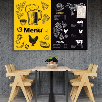 Magnetic Chalkboard In Aluminium Frame With Printed Design