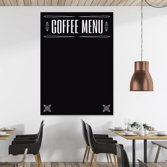 Chalkboard with printed coffee menu 006