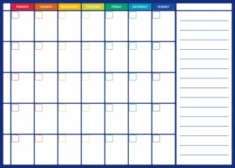 Magnetic Whiteboard planner Dry-Wired Weekly 389