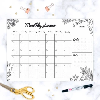 Dry-Erase Magnetic Whiteboard Monthly Planner 471