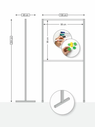 Freestanding Whiteboard Screen With Custom Print - Horizontal Arrangement
