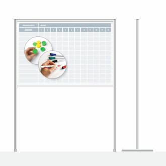 Freestanding whiteboard screen with custom print - horizontal arrangement