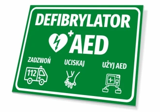 Information Sign Aed Defibrillator With Help Pictograms
