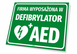 Information Sign A Company Equipped With An Aed Defibrillator