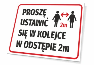 Information Sign Please Queue 2M Apart
