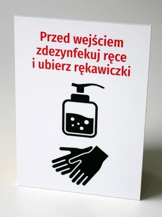 Information Sign Disinfect Your Hands And Wear Gloves Before Entering