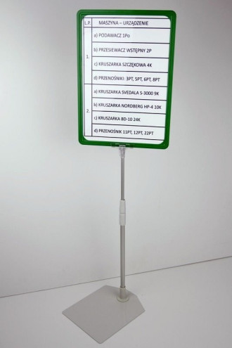 Dry erase board with individual printing in a frame on a telescopic leg