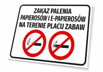 Information Sign It Is Forbidden To Smoke Cigarettes And E-Cigarettes In The Playground