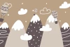 Wallpaper For Kids Mountains, Balloons, Clouds, Scandinavian Style 0396