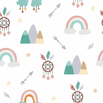 Kids Wallpaper Indian Theme, Dream Catcher, Arrows, Rainbow, Mountains 0443