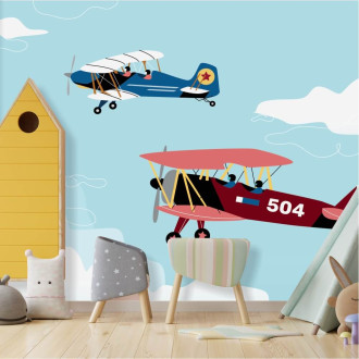 Wallpaper for kids Airplanes Biplanes 0436