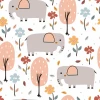 Elephants, Flowers, Trees Wallpaper For Kids 0338