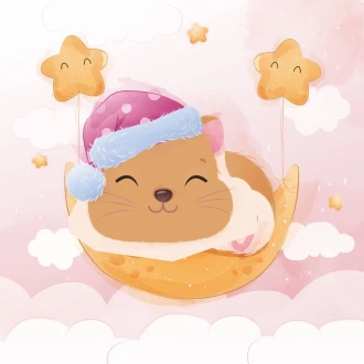 Kids Wallpaper Sleeping Hamster 0495