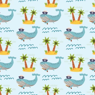 Whales, Islands, Palm Trees Wallpaper For Kids 0271