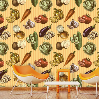 Wallpaper for the dining room, kitchen Set of colorful vegetables 0453