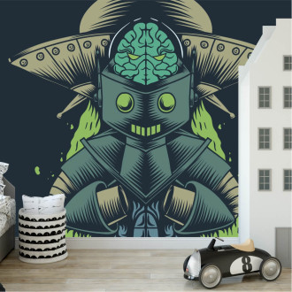 Alien boy's room wallpaper, robot 0456