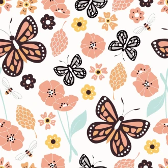 Wallpaper For A Children\'S Room Butterflies, Flowers 0141